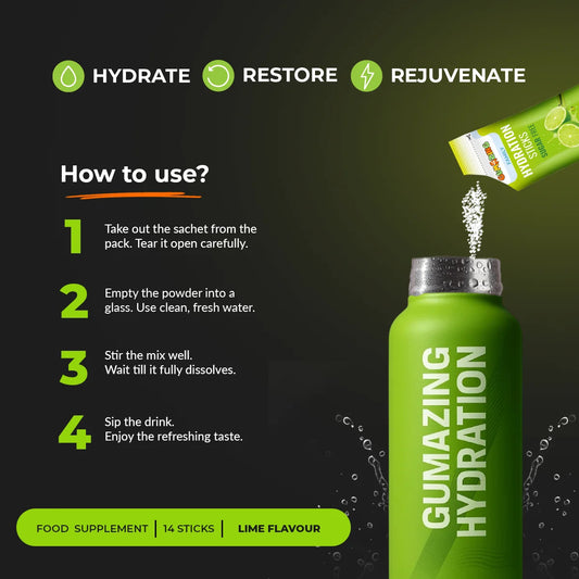 Zesty Lime Triple Pack | 42 Sticks (6-Week Supply) | Gumazing Hydration Sachets