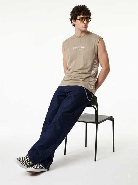Unstoppable Unisex Sleeveless T-Shirt - Beige.
