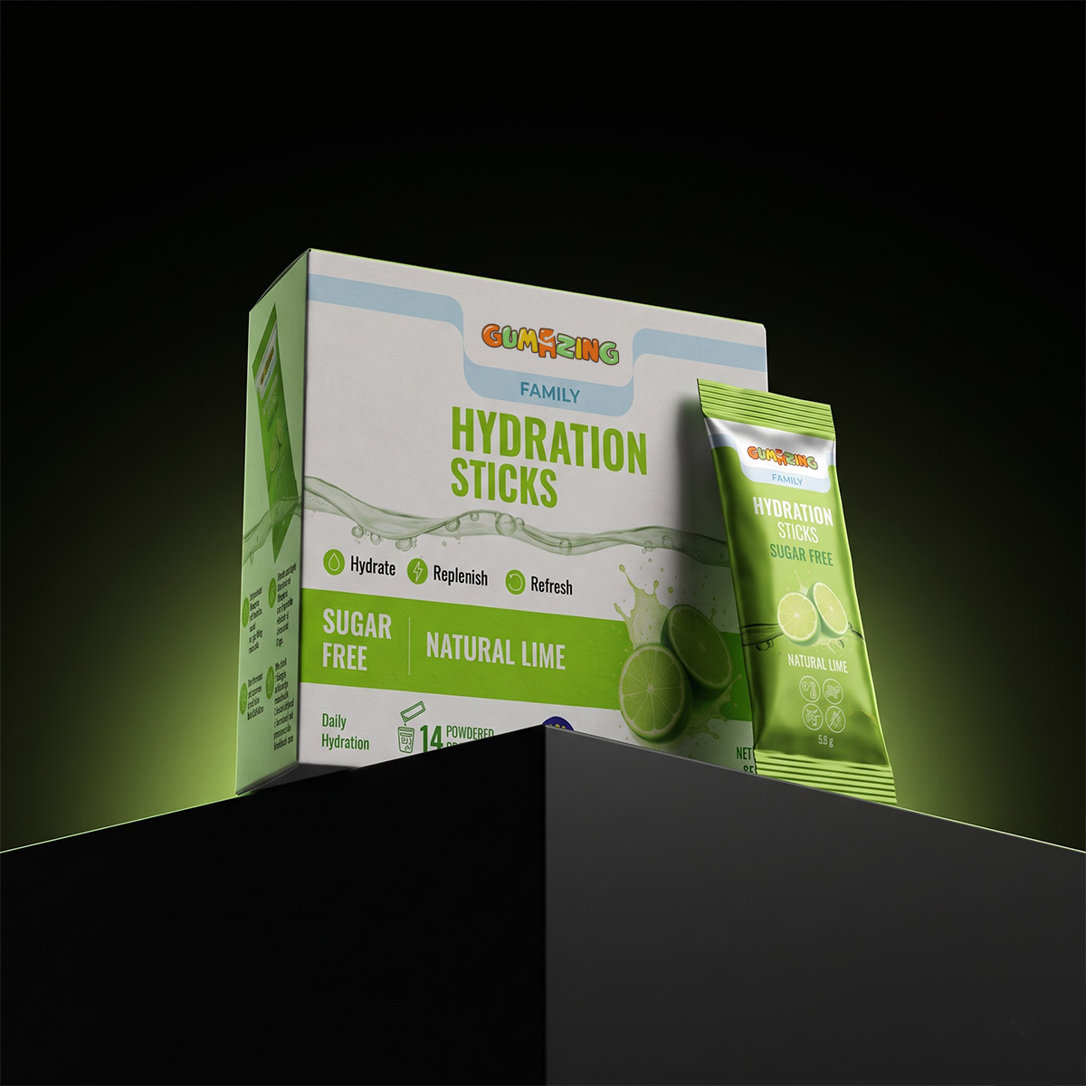 Zesty Lime | Sugar Free | 14 Sticks (2-Week Supply) | Gumazing Hydration Sachets