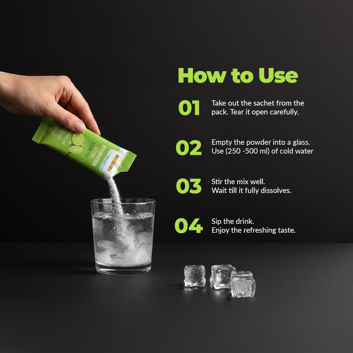 Zesty Lime | Sugar Free | 14 Sticks (2-Week Supply) | Gumazing Hydration Sachets