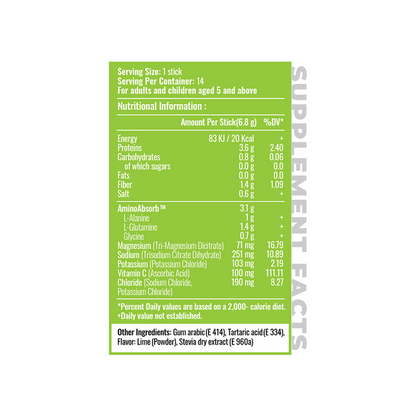 Zesty Lime | Sugar Free | 14 Sticks (2-Week Supply) | Gumazing Hydration Sachets
