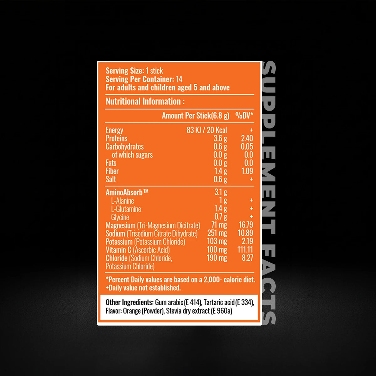Gumazing Hydration Citrus Zest electrolyte sticks nutrition and ingredient information