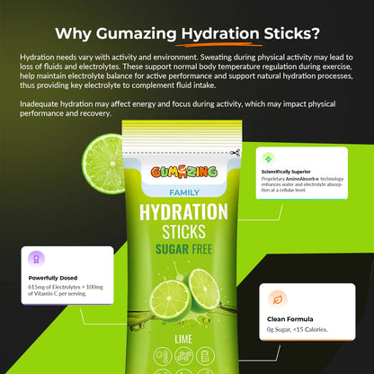 Zesty Lime Triple Pack | 42 Sticks (6-Week Supply) | Gumazing Hydration Sachets.