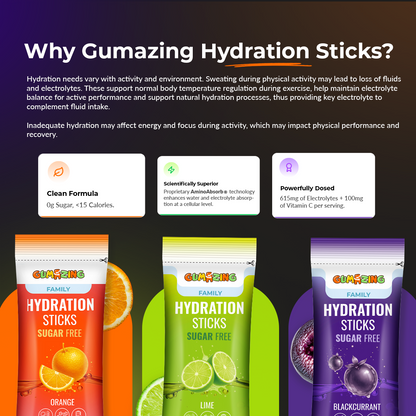 Sip Strong Combo | Zesty Lime + Citrus Zest + Berry Revive | 42 Sticks (6-Week Supply) | Gumazing Hydration Sachets.